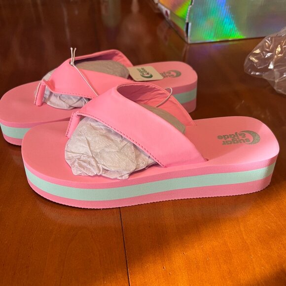 Girls Sugar & Jade brand by Childrens Place Pink wedge sandals - Picture 2 of 2